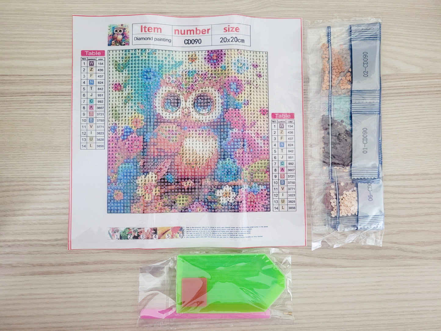 Owl Canvas 20cms x 20cms - Diamond Art Kit