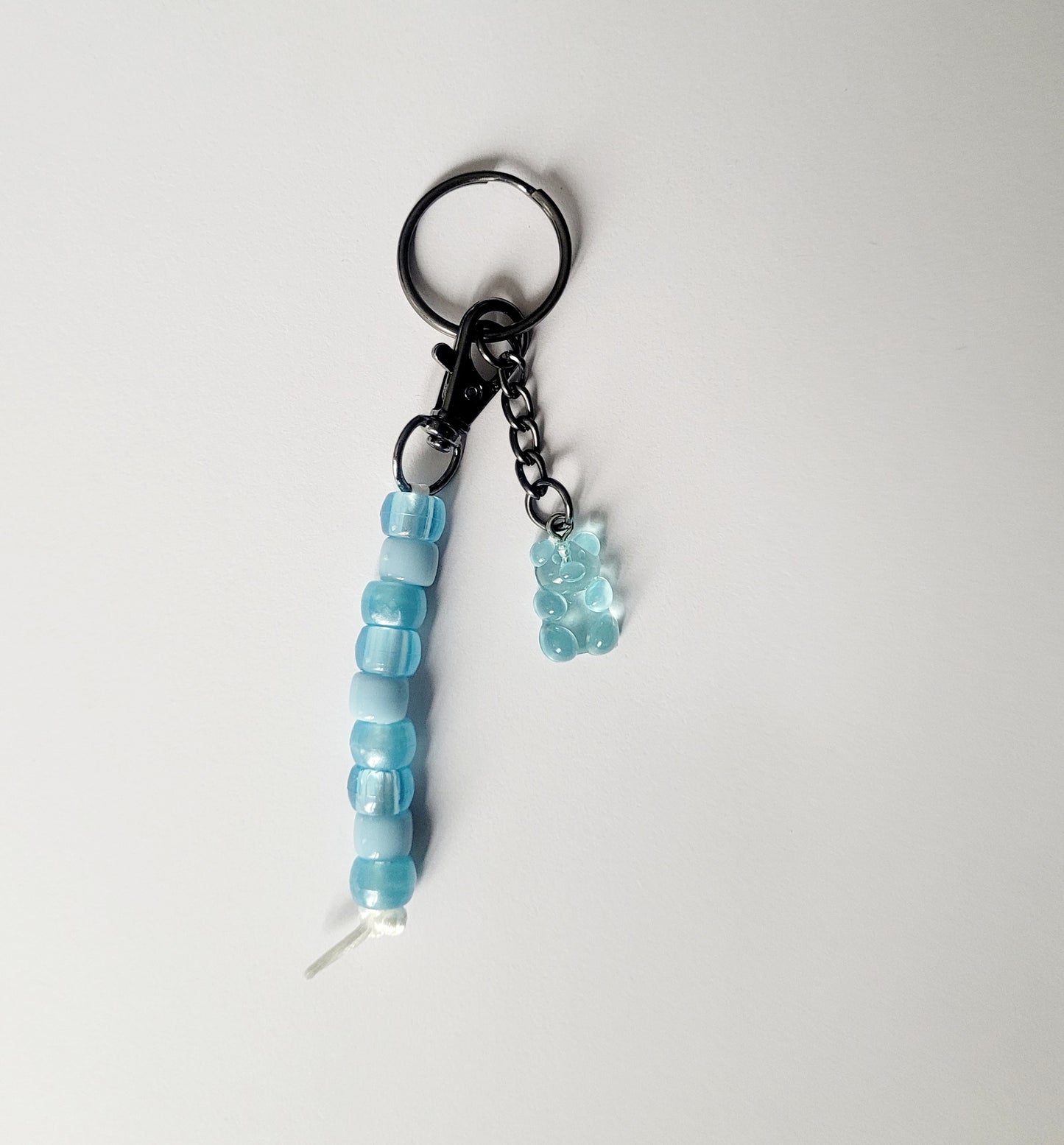 Beaded Blue 'Gummy Bear' Keyring