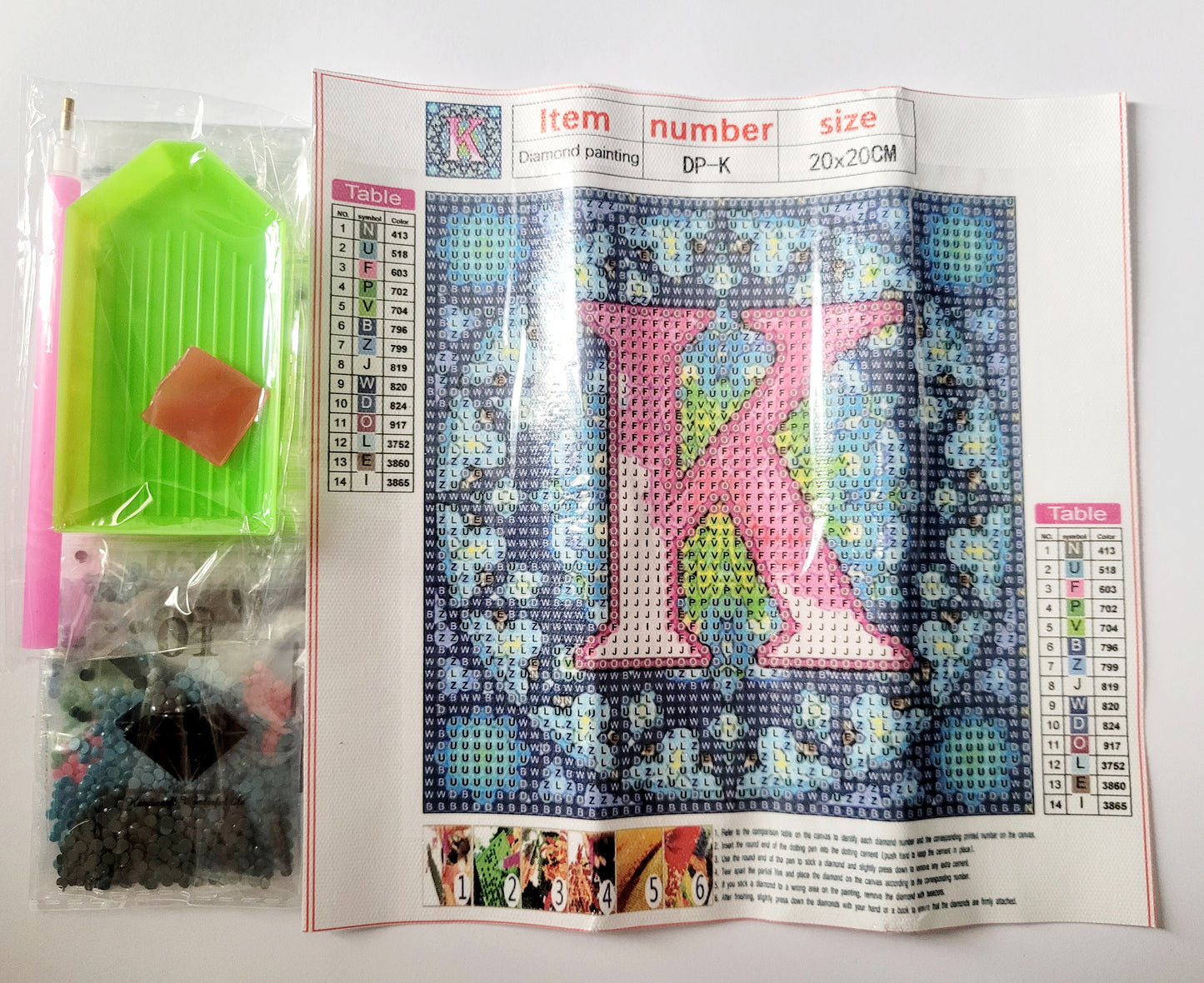 Diamond Art 'Initial K' Kit