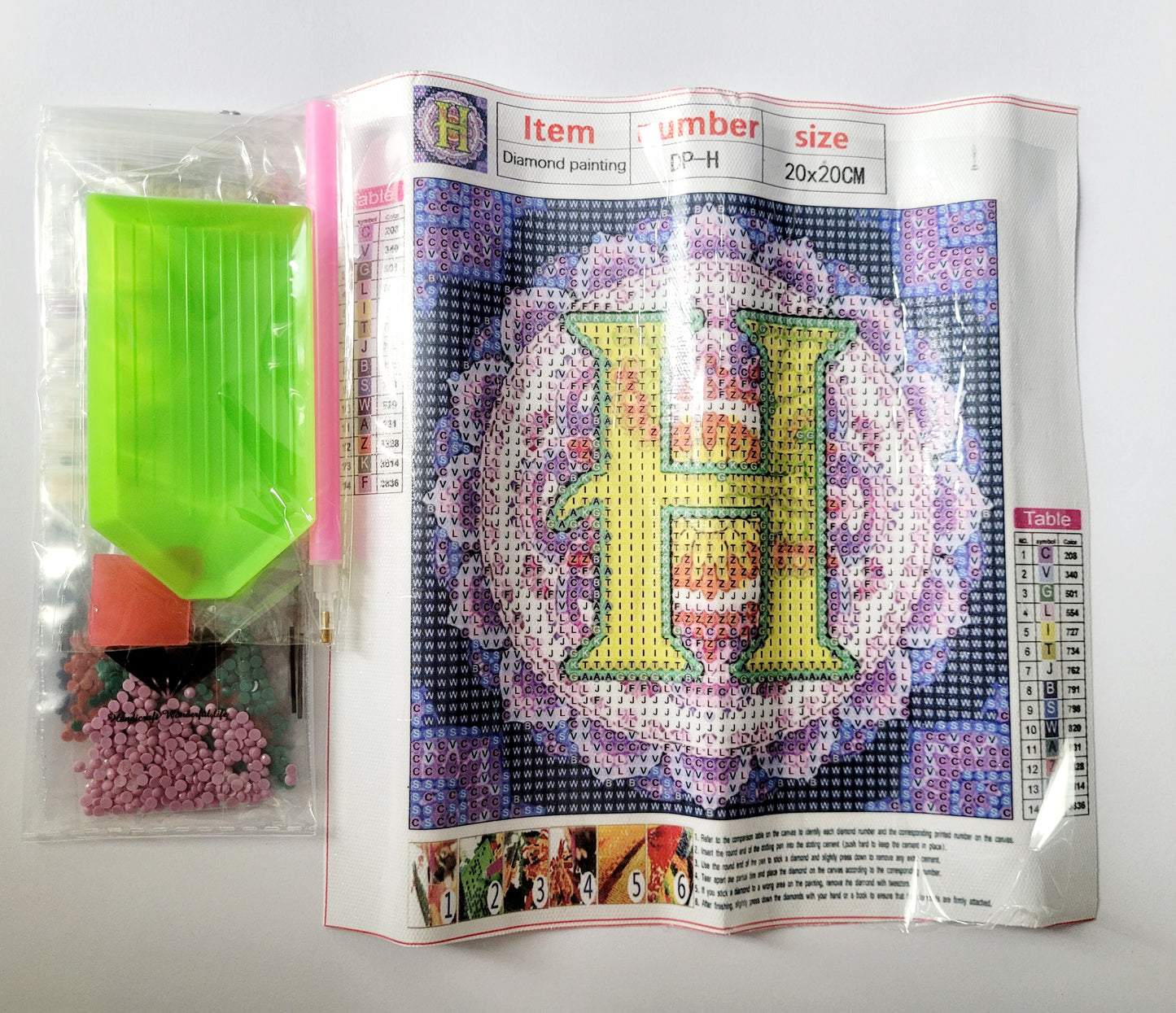 Diamond Art 'Initial H' Kit