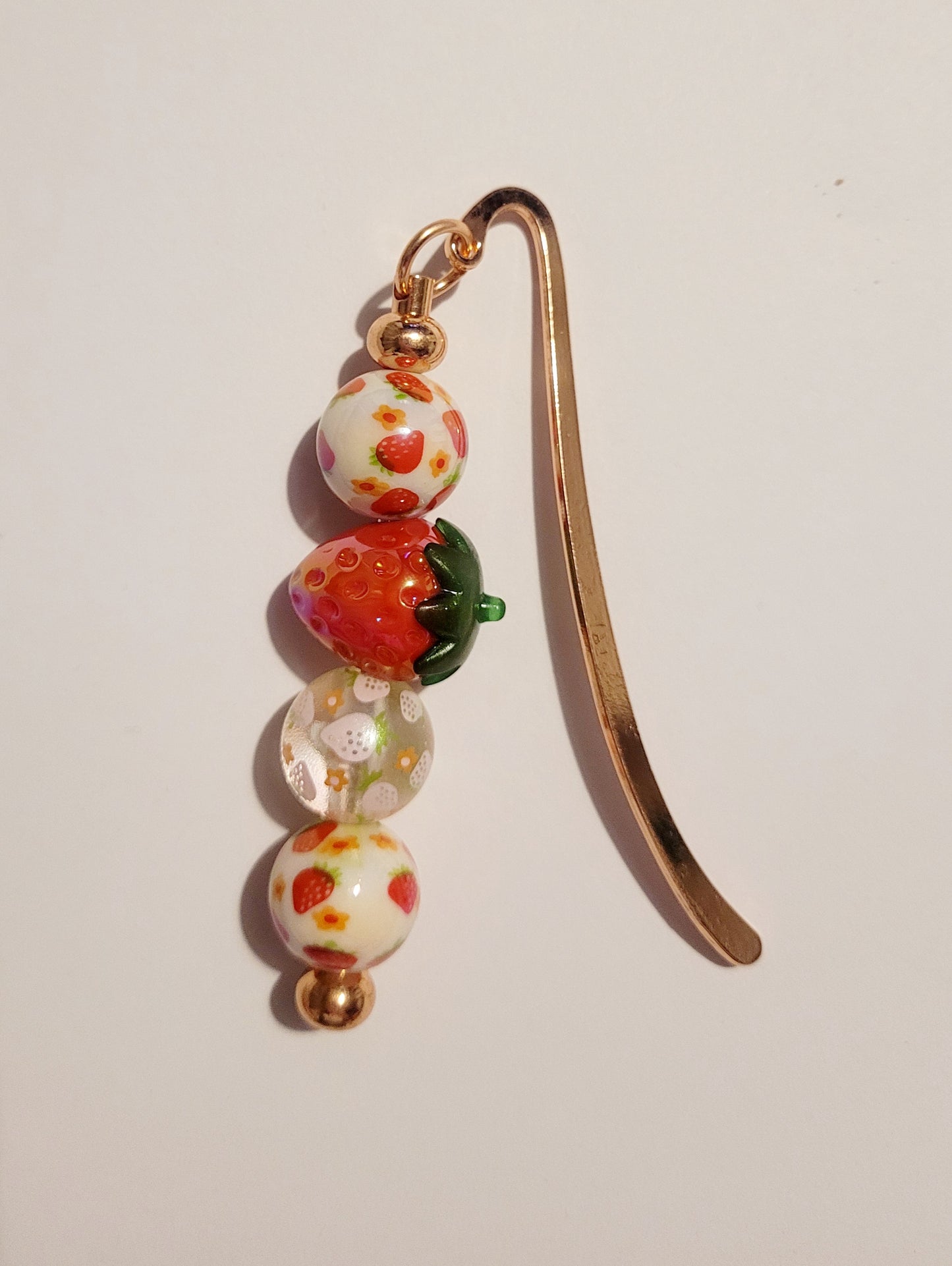 Rose Gold 'Strawberry' Beaded Metal Bookmark