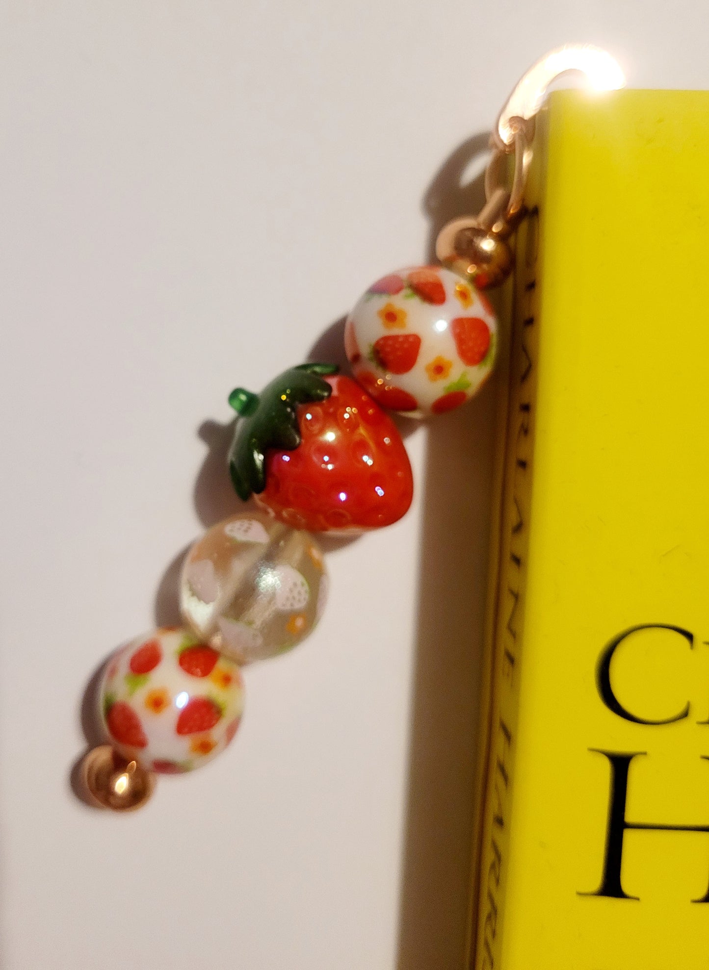 Rose Gold 'Strawberry' Beaded Metal Bookmark