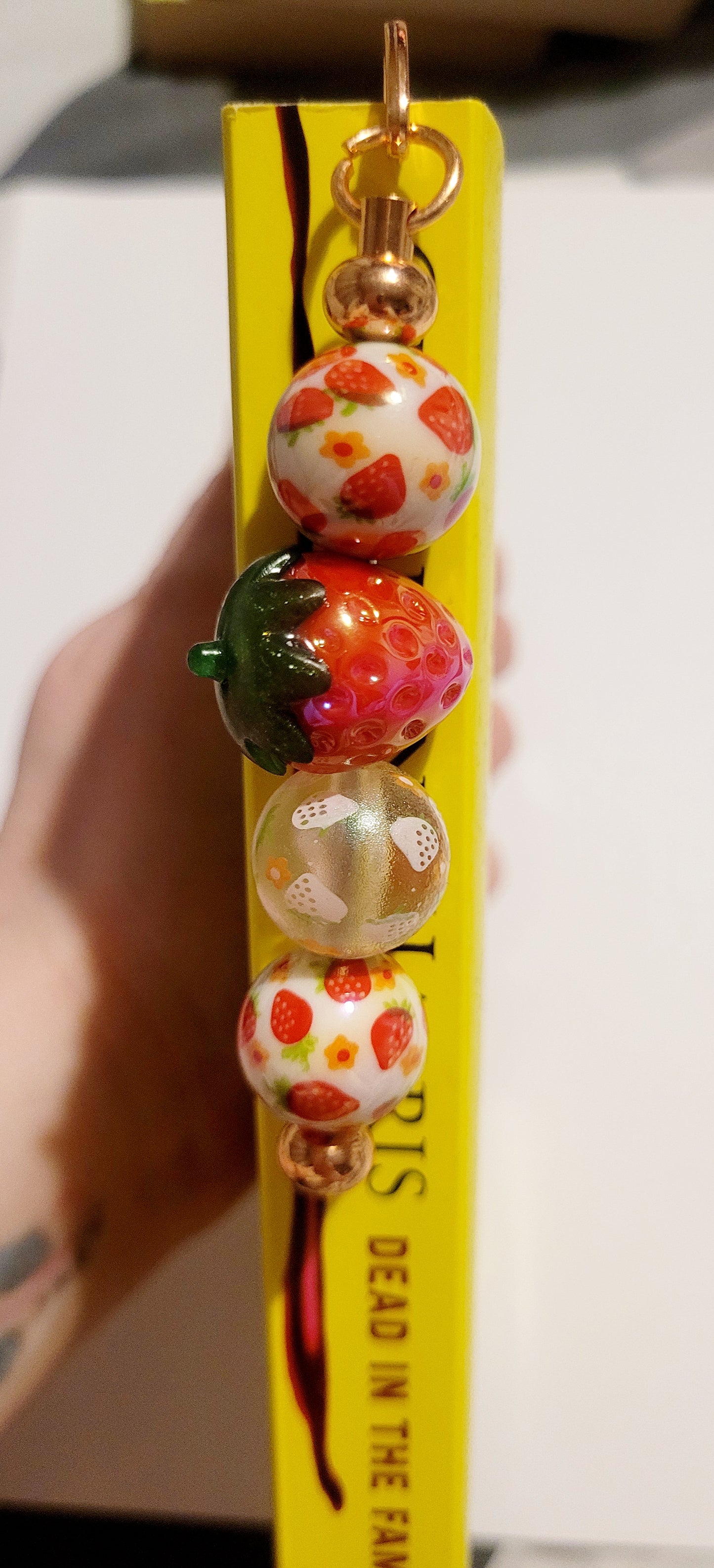 Rose Gold 'Strawberry' Beaded Metal Bookmark