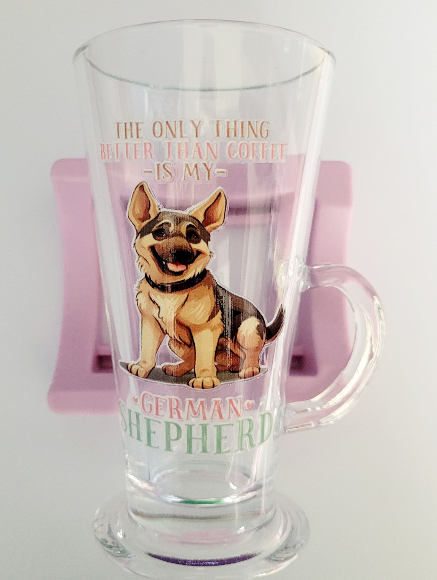German Shephard Latte Glass