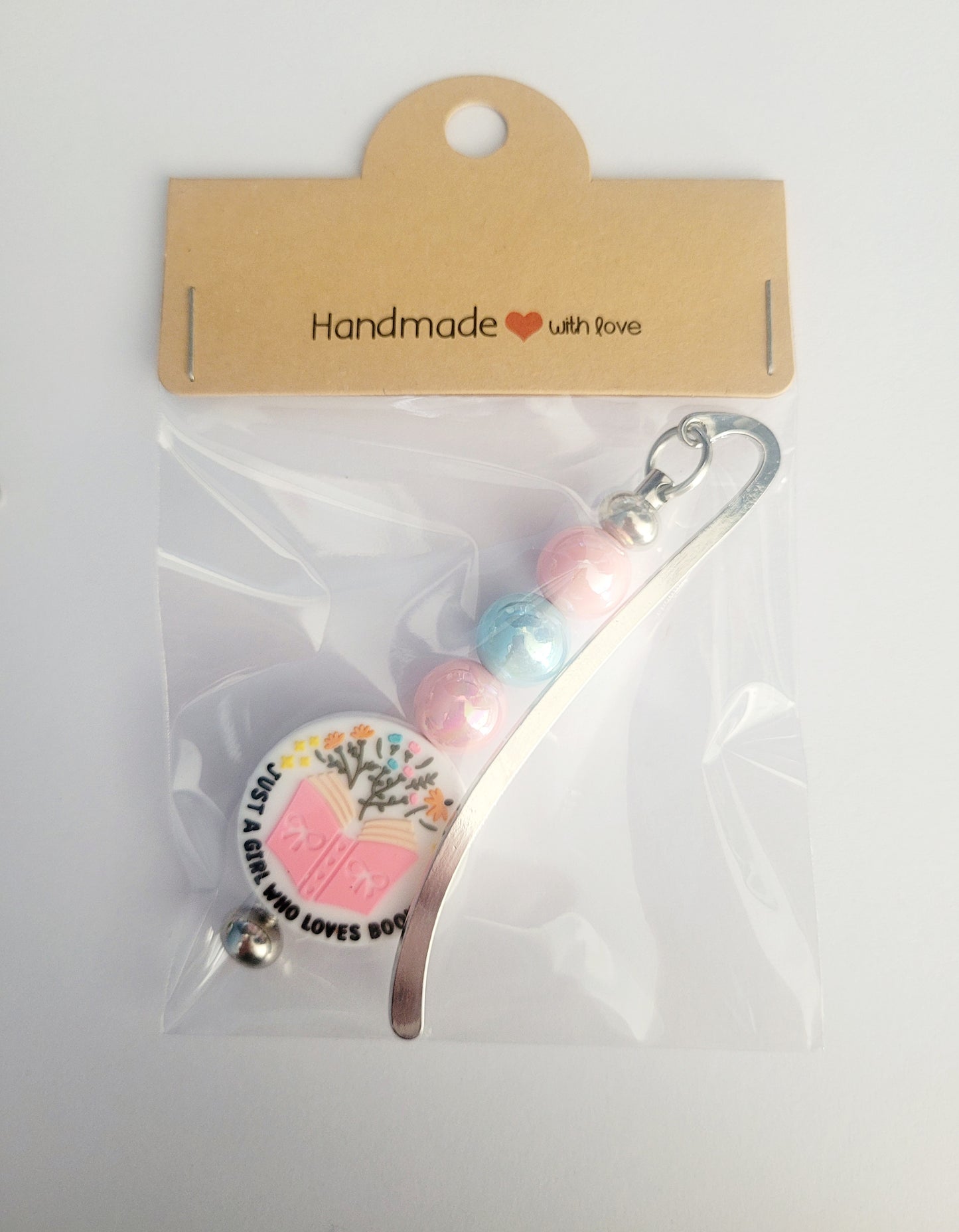 Silver Book Beaded Metal Bookmark