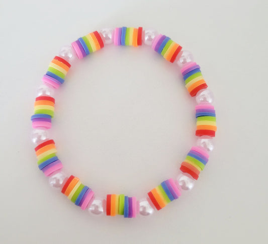 Rainbow Pearl/Clay Beaded Bracelet