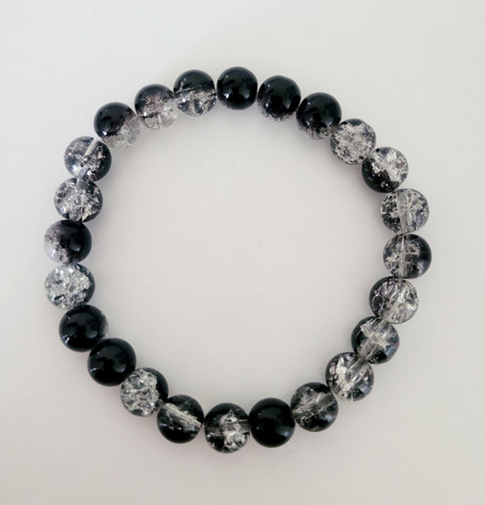 Black Ice Glass Beaded Bracelet