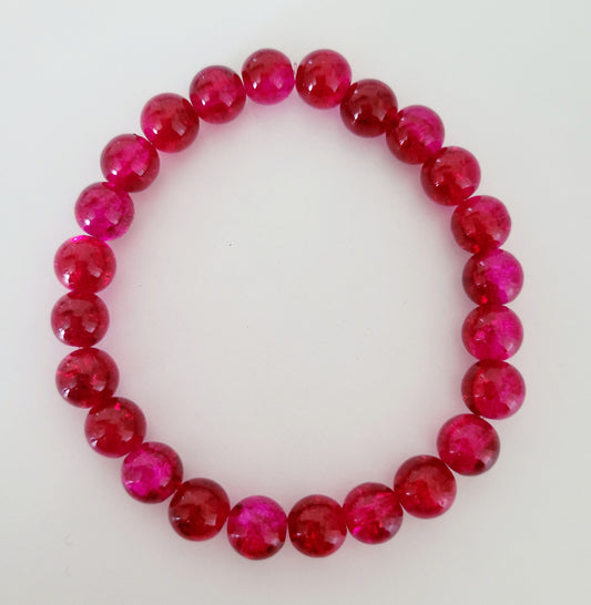Hot Pink Glass Beaded Bracelet