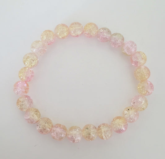 Pink Sherbert Glass Beaded Bracelet