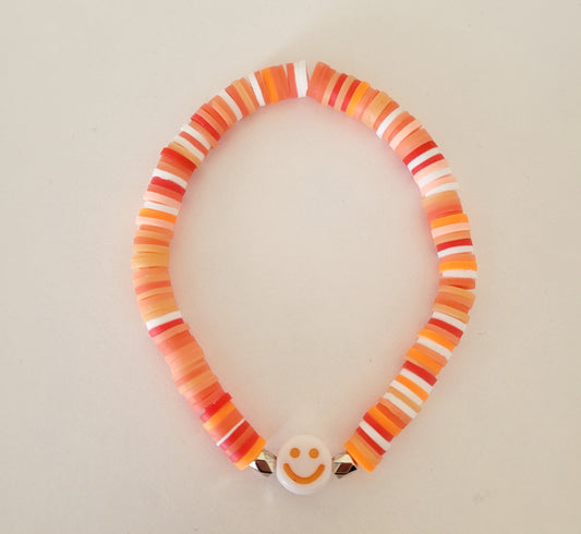 Orange 'Smiley' Clay Beaded Bracelet