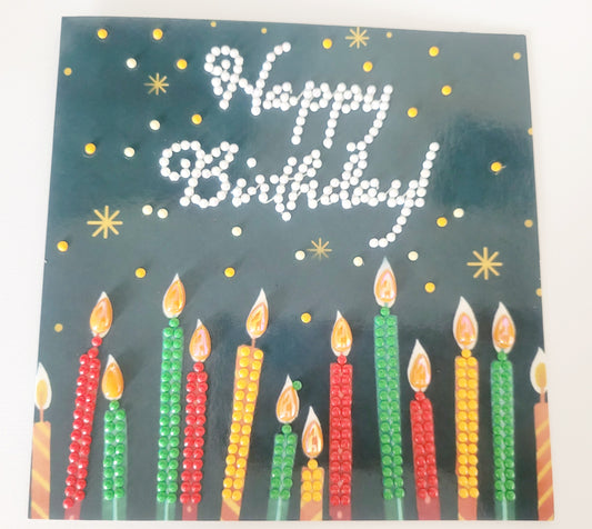 Diamond Art Happy Birthday Card (Candles)