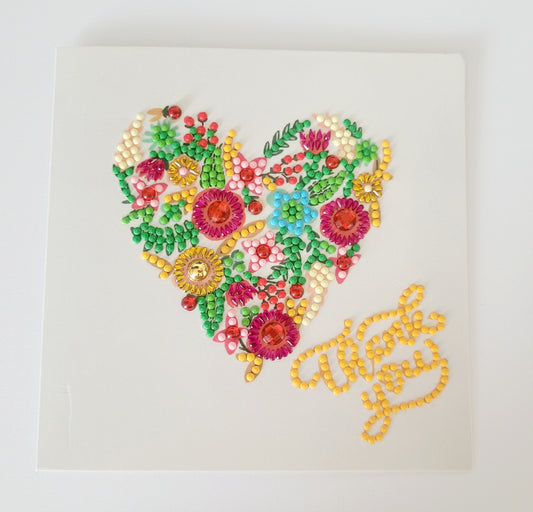 Diamond Art Thank You Card (Heart)