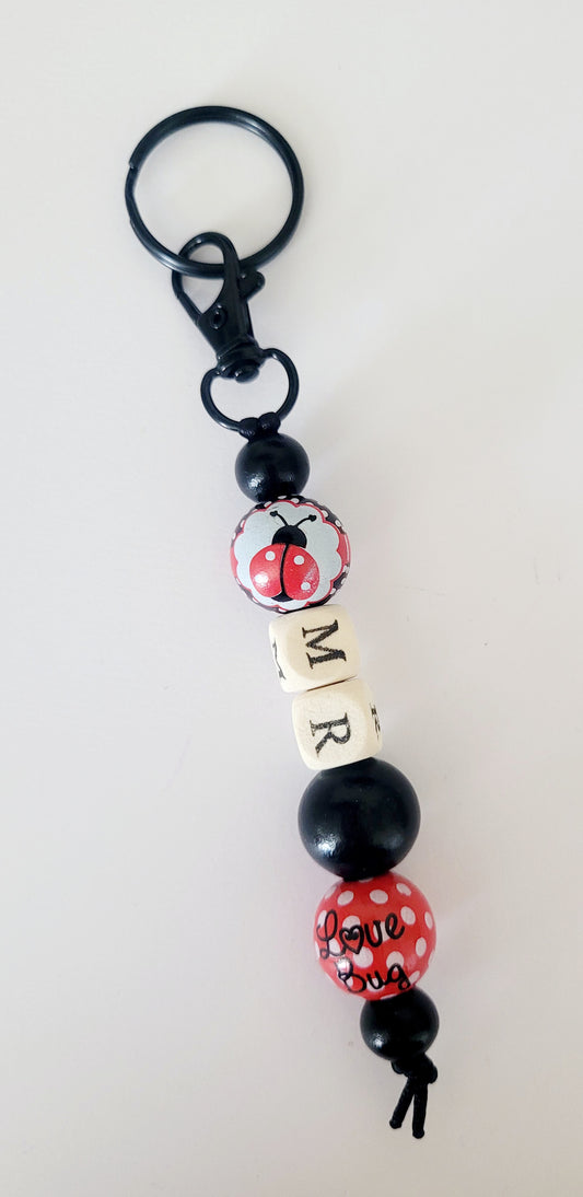 Love Bug 'Mr' Wooden Keyring