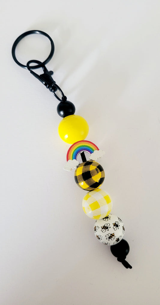 Rainbow Wooden Keyring