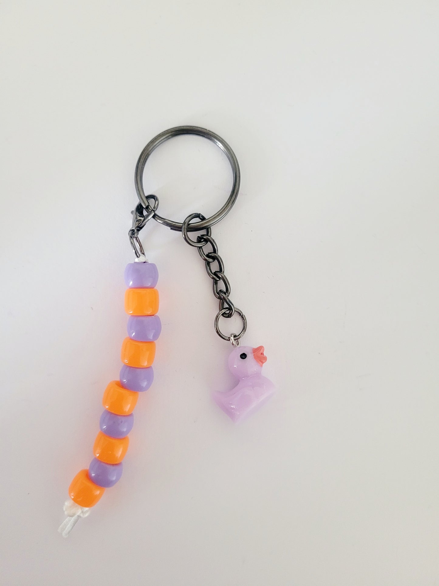 Beaded 'Purple Duck' Keyring