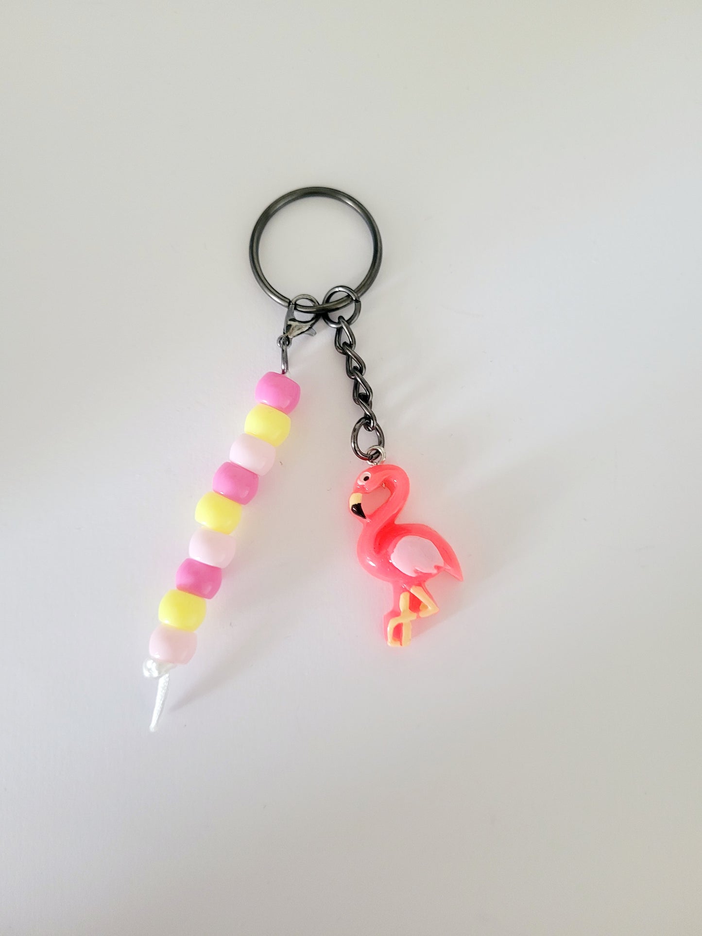Beaded 'Flamingo' Keyring