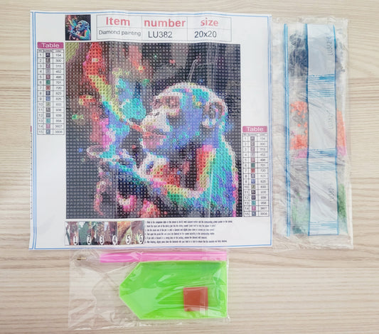 Funny Monkey Canvas 20cms x 20cms - Diamond Art Kit