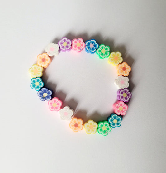 Rainbow Flower Clay Beaded Bracelet