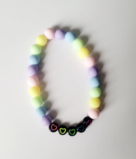 Pastel Heart Beaded Bracelet