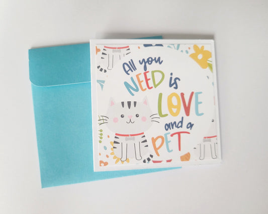 3"x3" 'Love' Pet Notecard & Envelope
