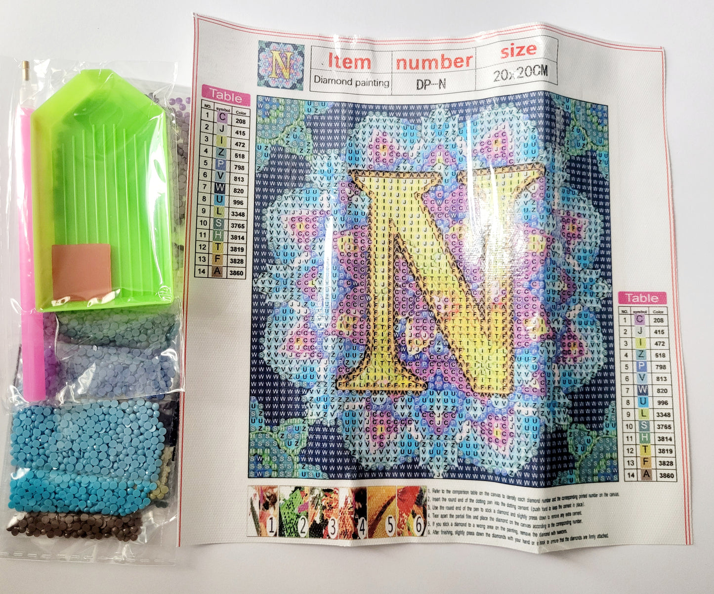 Diamond Art 'Initial N' Kit