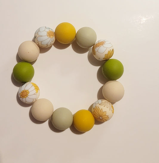 Multicoloured Flower Silicone Beaded Bracelet