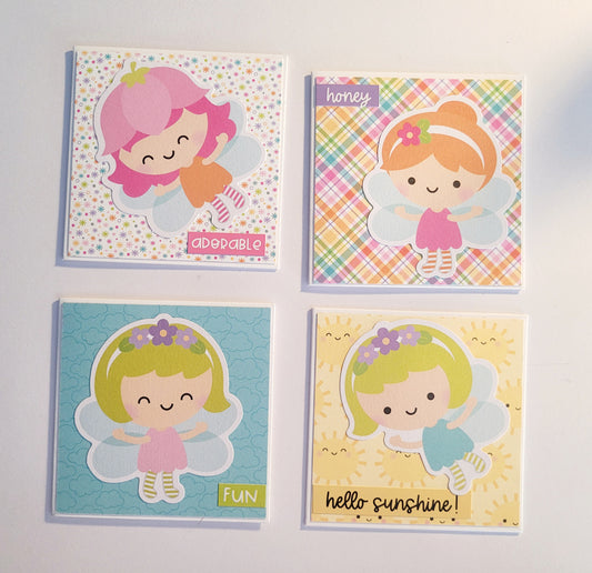 Set of 4 Handmade Notecards - Fairies