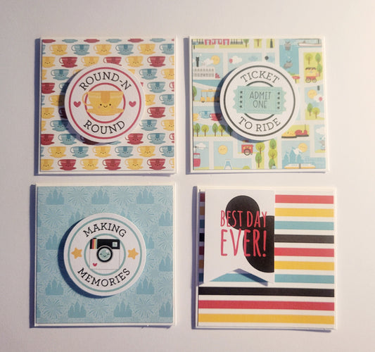 Set of 4 Handmade Notecards - Magical Day
