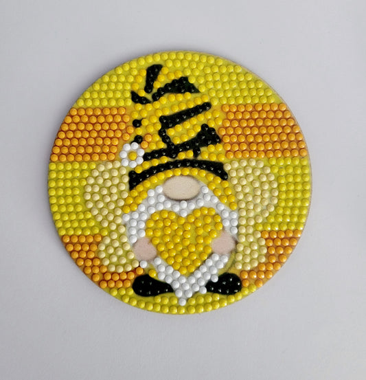 Handmade Diamond Art Coaster -Bee Gnome