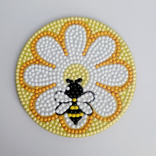 Handmade Diamond Art Coaster - Daisy Bee