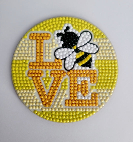 Handmade Diamond Art Coaster - Love Bee