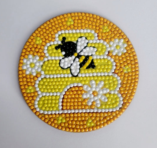 Handmade Diamond Art Coaster - Beehive Bee