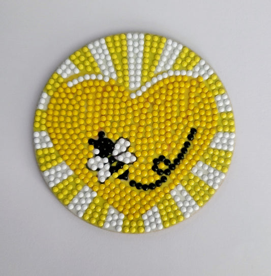 Handmade Diamond Art Coaster - Heart Bee