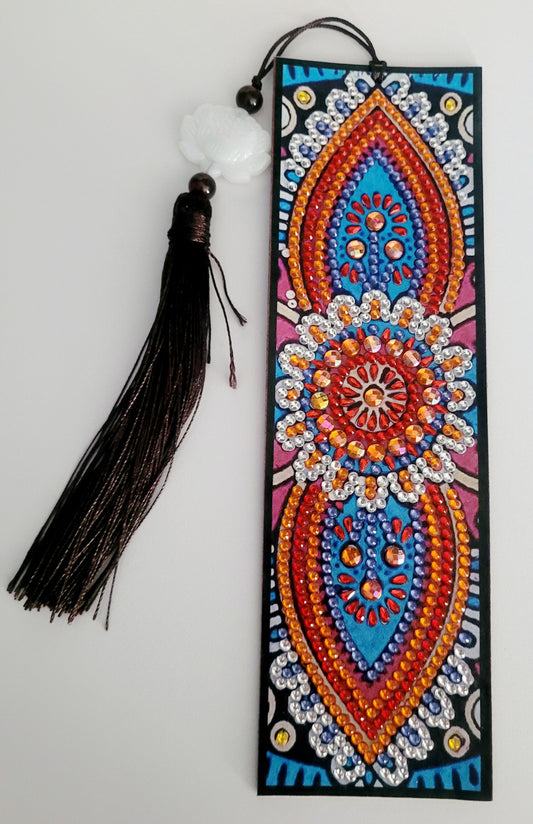 Handmade Diamond Art Bookmark - Orange & Blue
