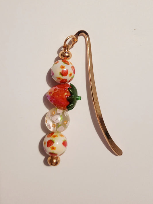 Rose Gold 'Strawberry' Beaded Metal Bookmark