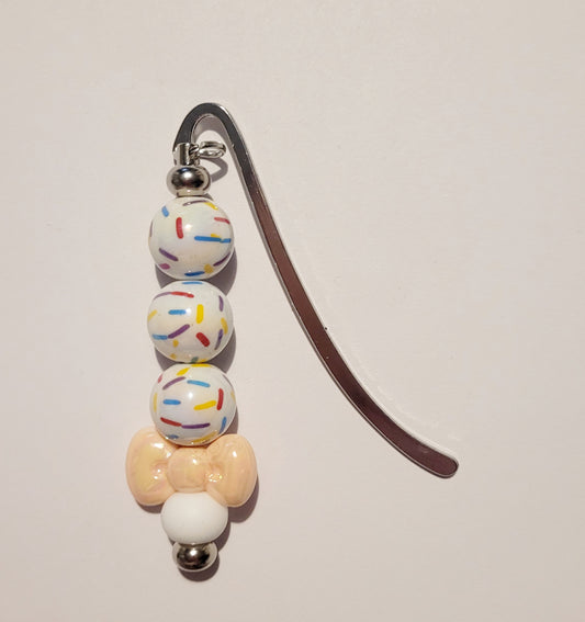 Silver 'Bow' Beaded Metal Bookmark
