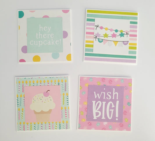 Set of 4 Handmade Notecards Set - Magical Birthday 1
