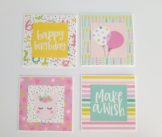 Set of 4 Handmade Notecard Set - Magical Birthday 2