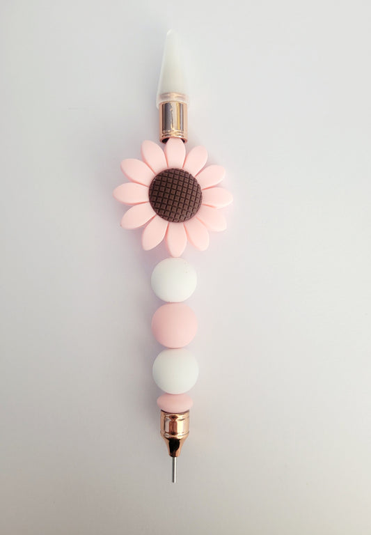 Pink Sunflower Beaded Diamond Art Pen