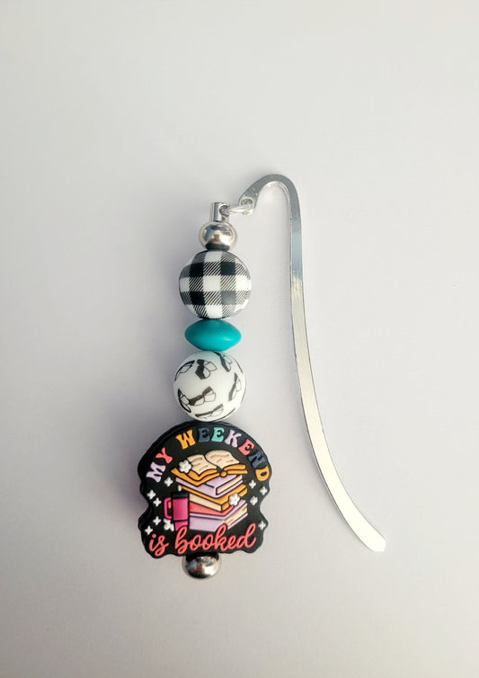 Silver 'Weekend Booked' Beaded Metal Bookmark