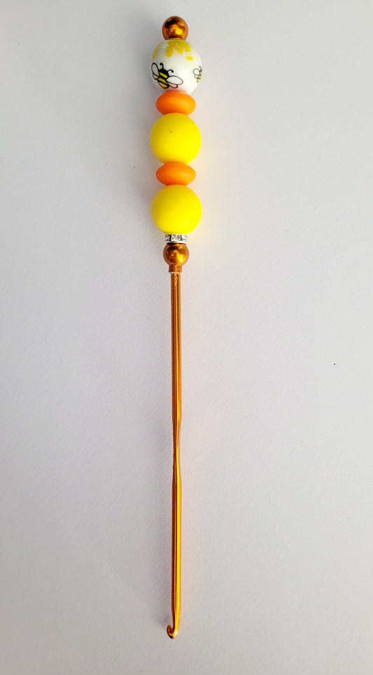 Bee Beaded Metal Crochet Hook